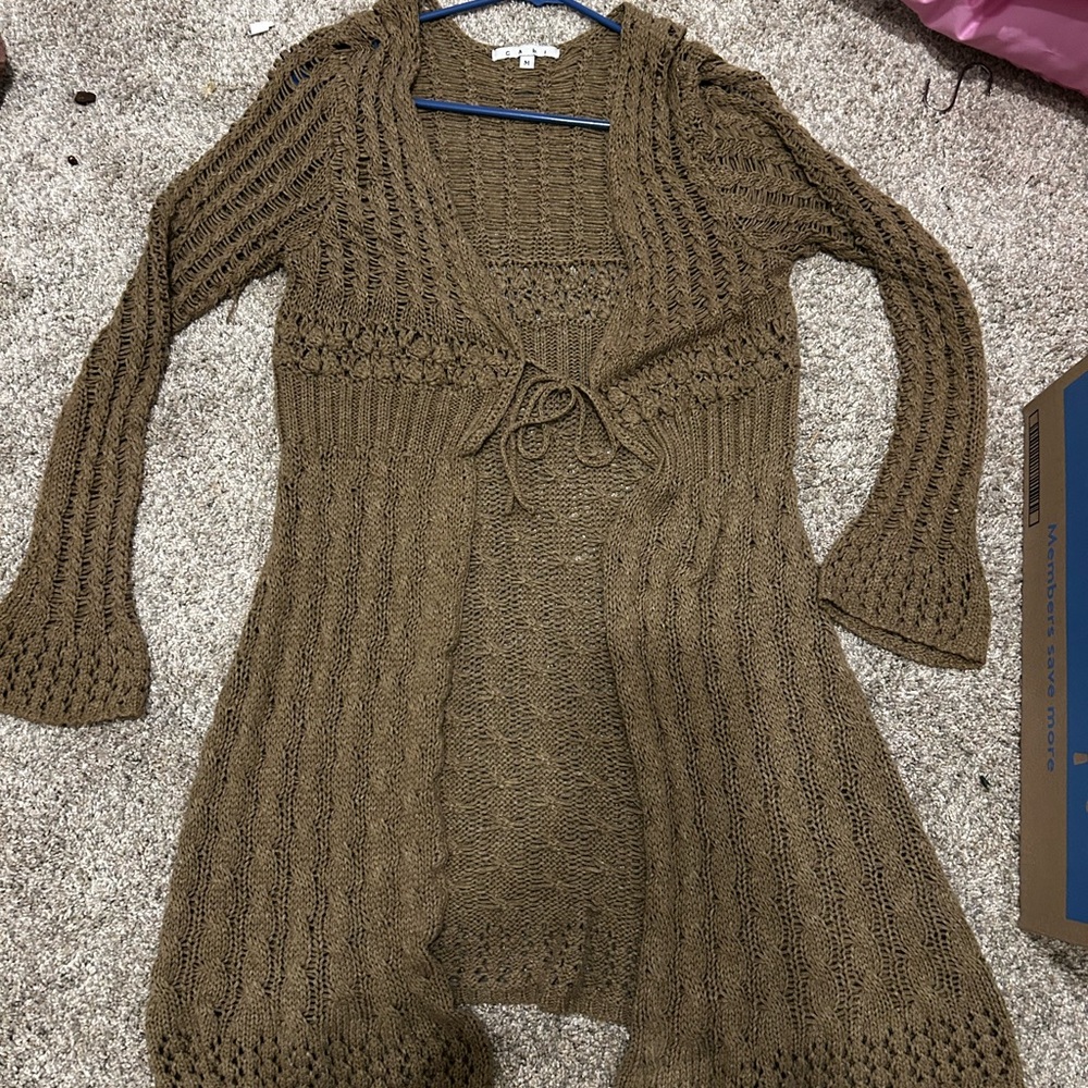 CAbi Brown Open-Front Cardigan
